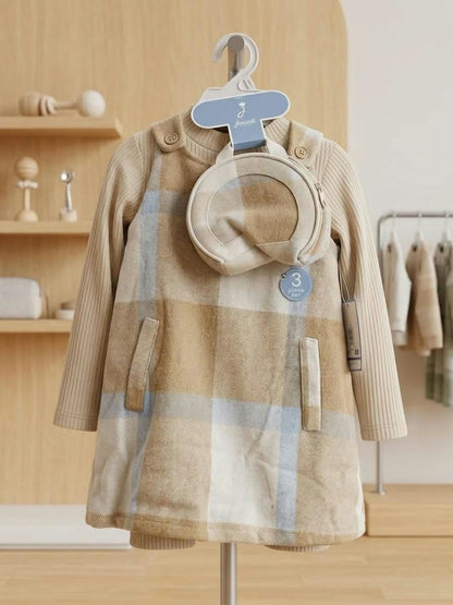 Robe chasuble pour fillette en Cotton et Laine (Style tweed/lainage)