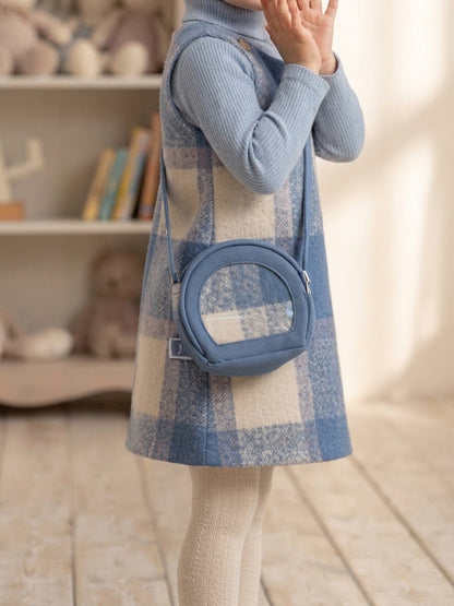 Robe chasuble pour fillette en Cotton et Laine (Style tweed/lainage)